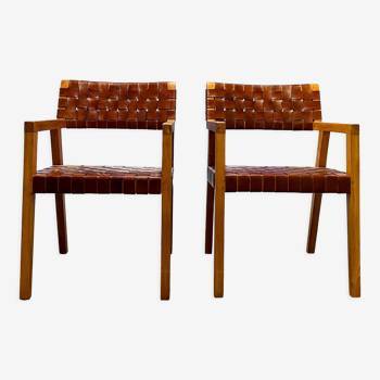 Olivier de Schrijver - Boss armchairs in leather straps - vintage