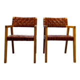 Olivier de Schrijver - Boss armchairs in leather straps - vintage