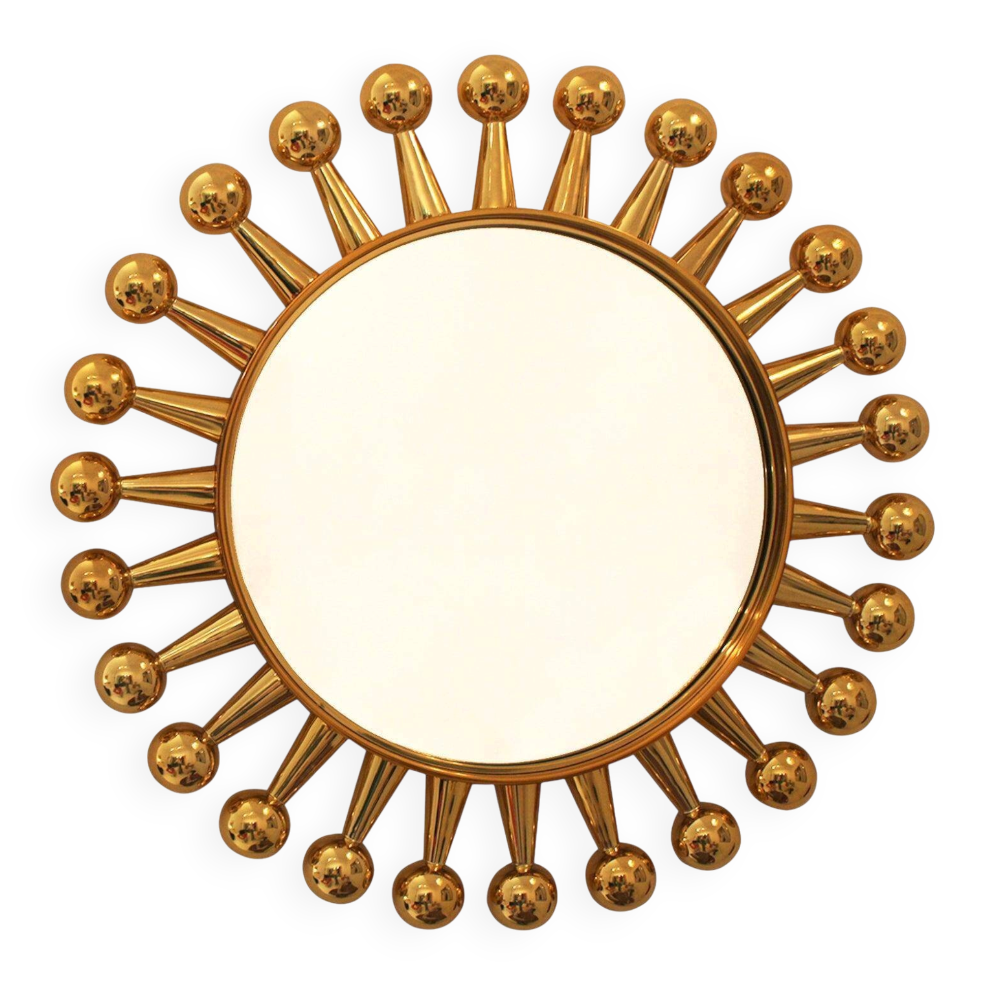 Jack Wall Round Mirror by Jonathan Adler, Polished Brass, 60cm Starburst