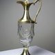 Vintage decorative jug in moulded glass and gilded brass, Italy circa 1980.