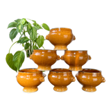 6 Onion tablespoons in ochre glazed stoneware