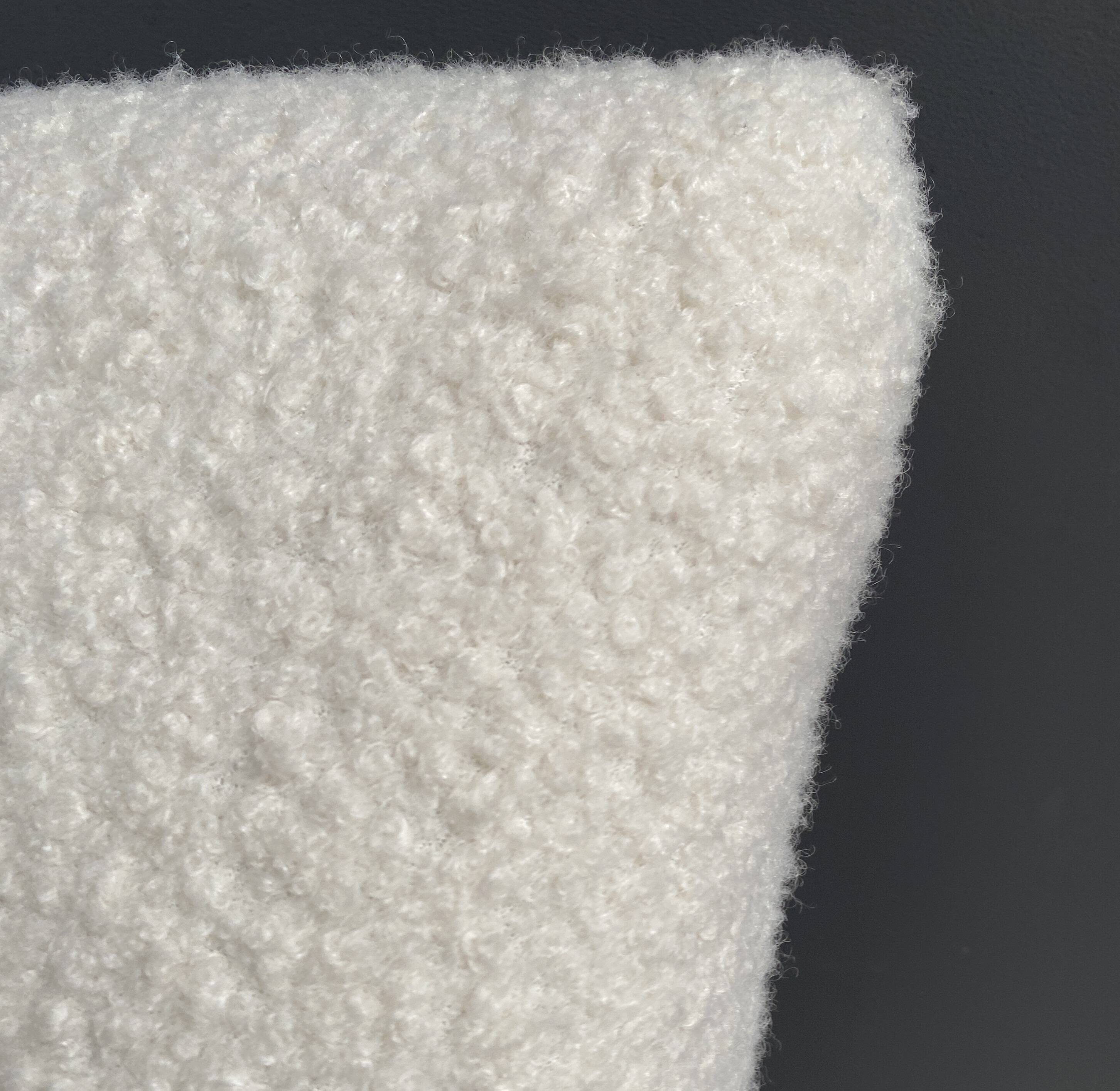 Large white boucle fabric rocking chair