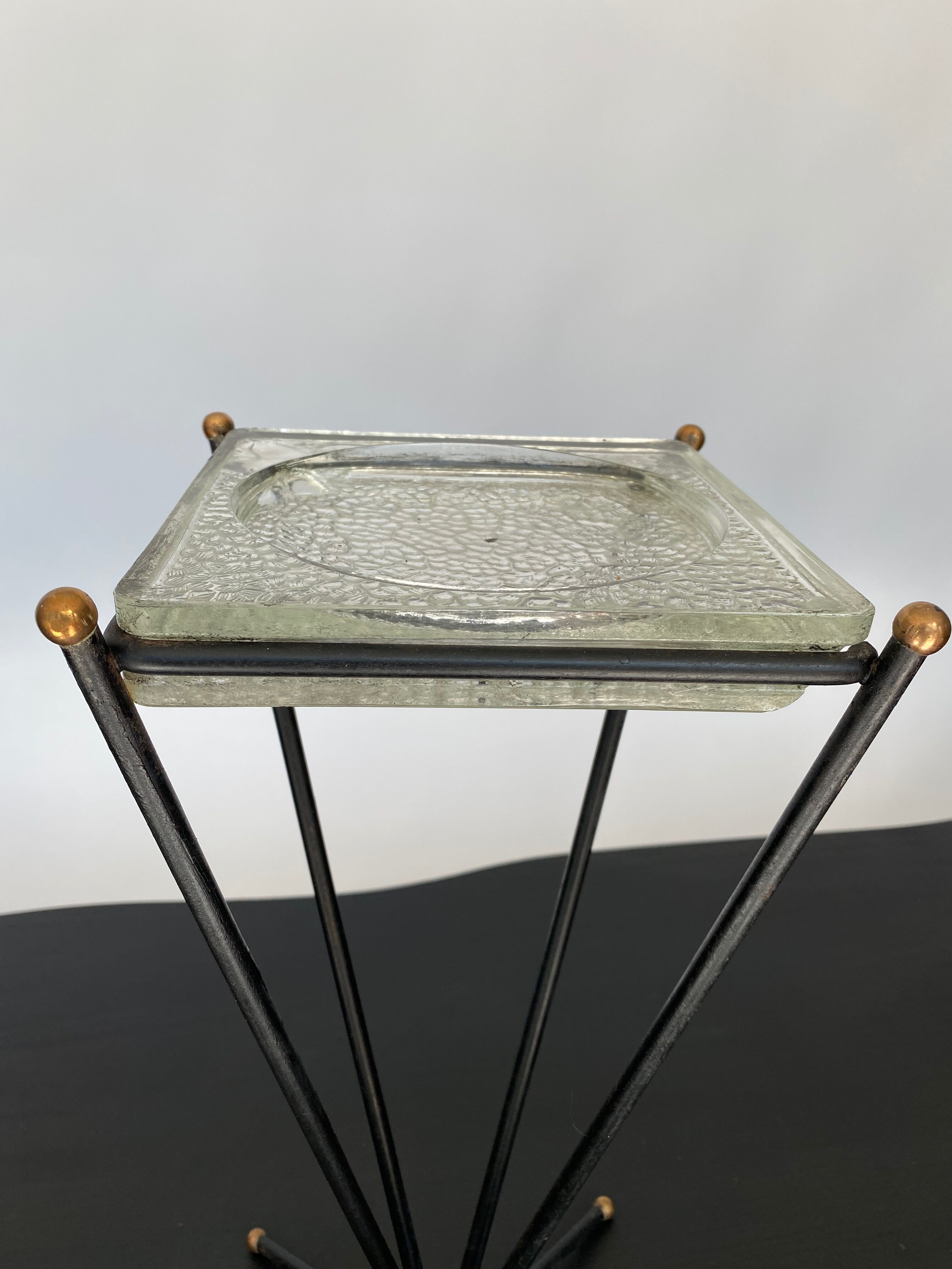 Lumax brass ashtray and glass 1960