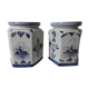 Pair of hexagonal pots old white deft décor