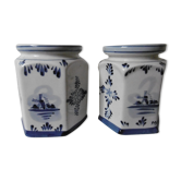 Pair of hexagonal pots old white deft décor