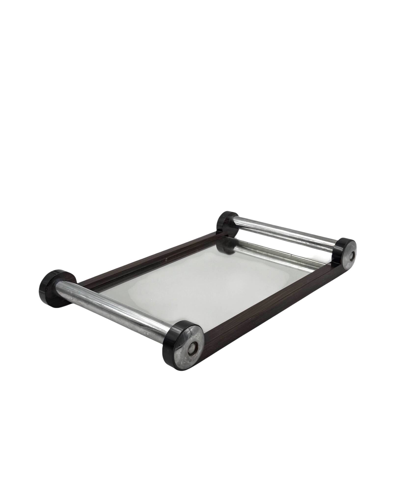 Art Deco wood mirrored tray, France 1930s