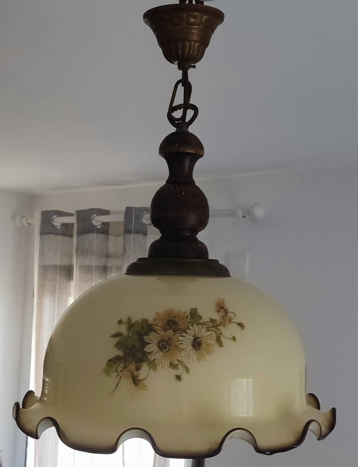 Vintage Scalloped Edge Glass Chandelier