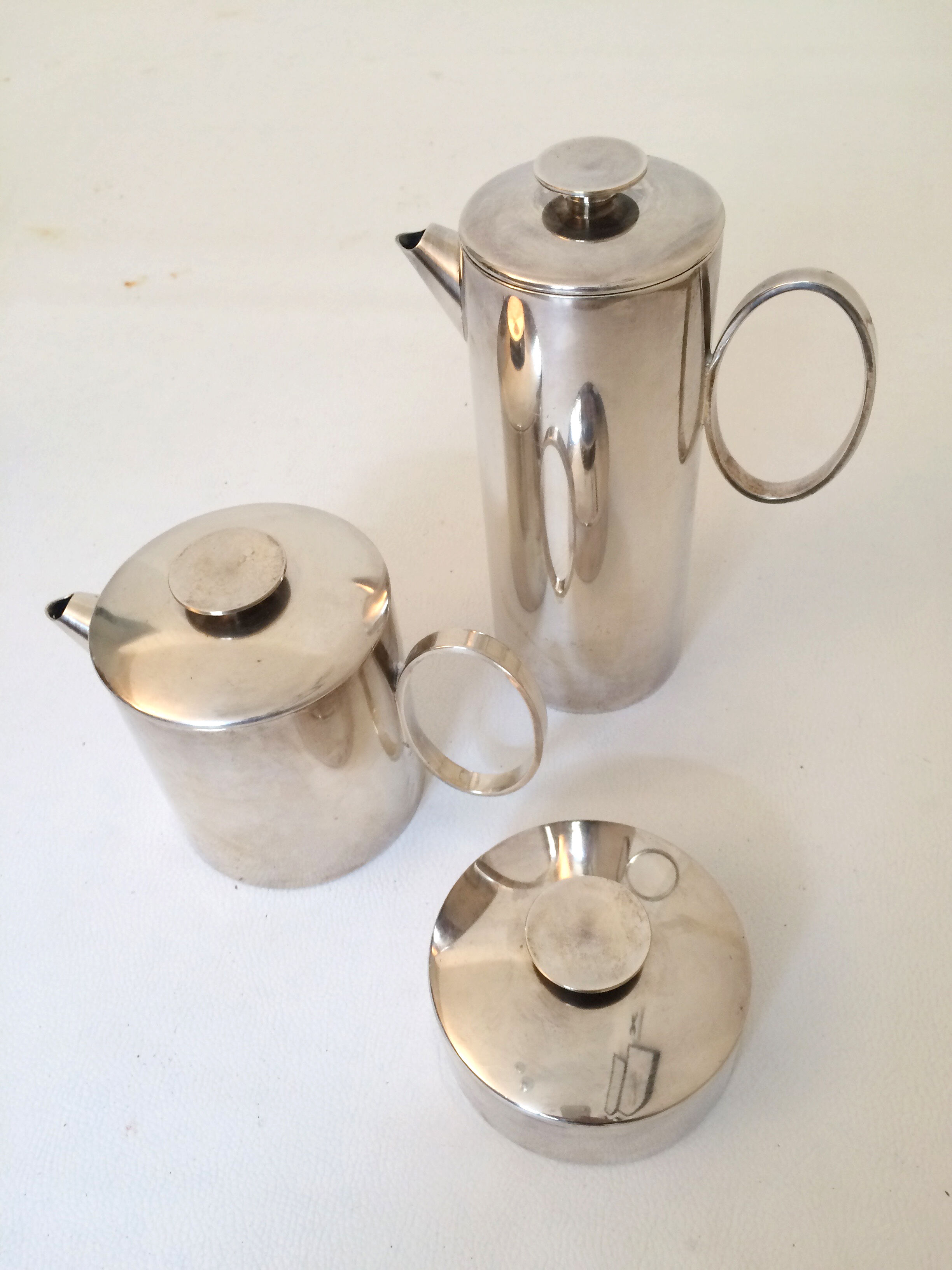 Christofle and lino Sabattini tea and coffee set in silver metal, model "mercury" stamp "coll.