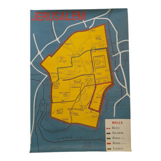 Affiche plan de la ville de Jérusalem 1967