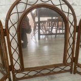 Large triptych rattan mirror 105x68cm