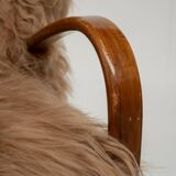 Pair of Scandinavian Armchairs in Long Haired Sheepskin, 1950s