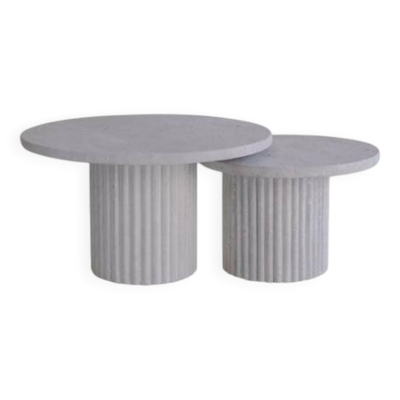 Tables basses gigognes rondes Omega en travertin naturel