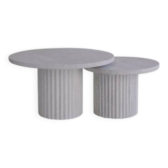 Omega Circular Nesting Coffee Tables - Natural Travertine