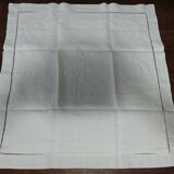 Drap ancien brodé parure deux taies lin 235 X 305 cm monogramme NC