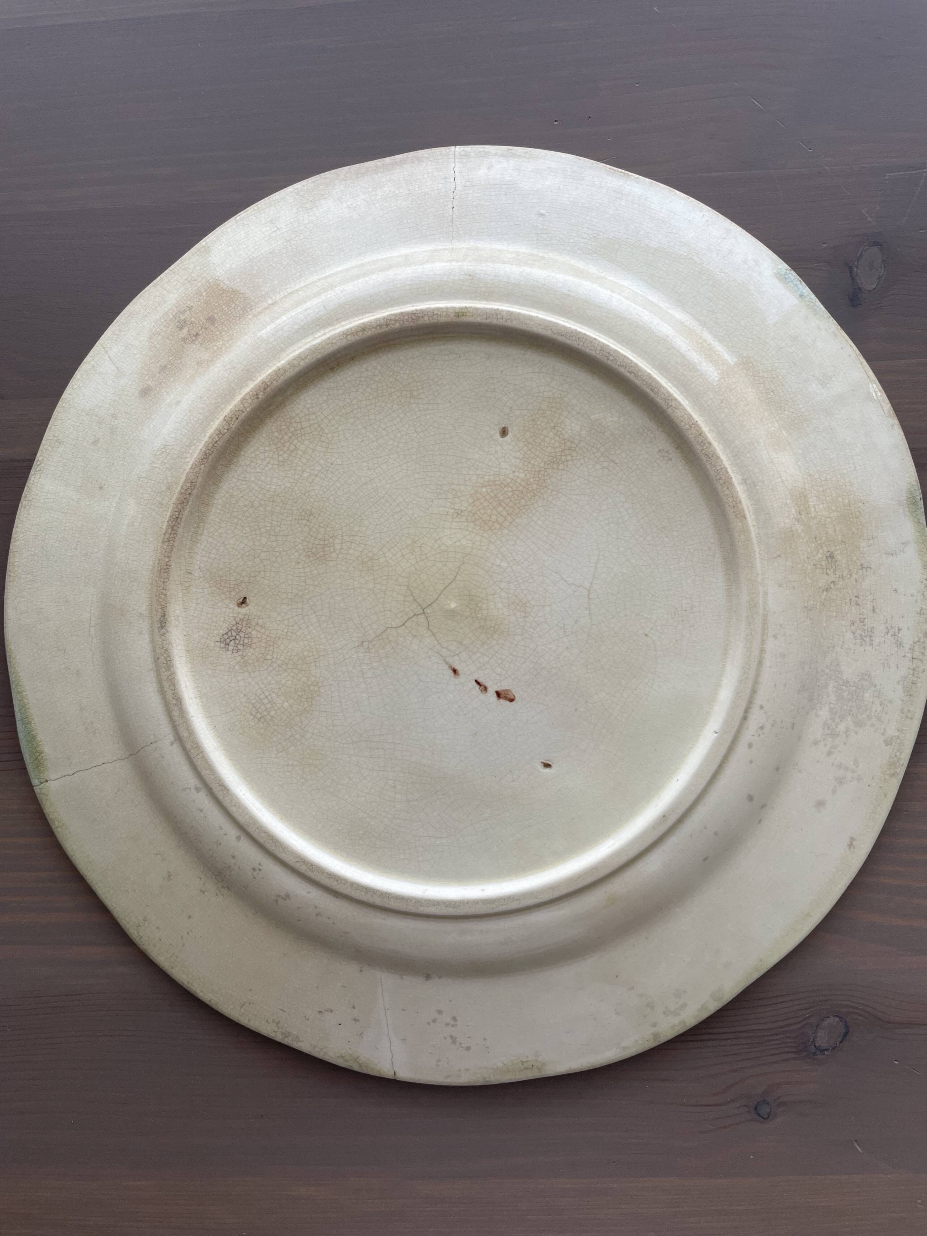 French barbotine plate – raised floral decoration – late 19th century