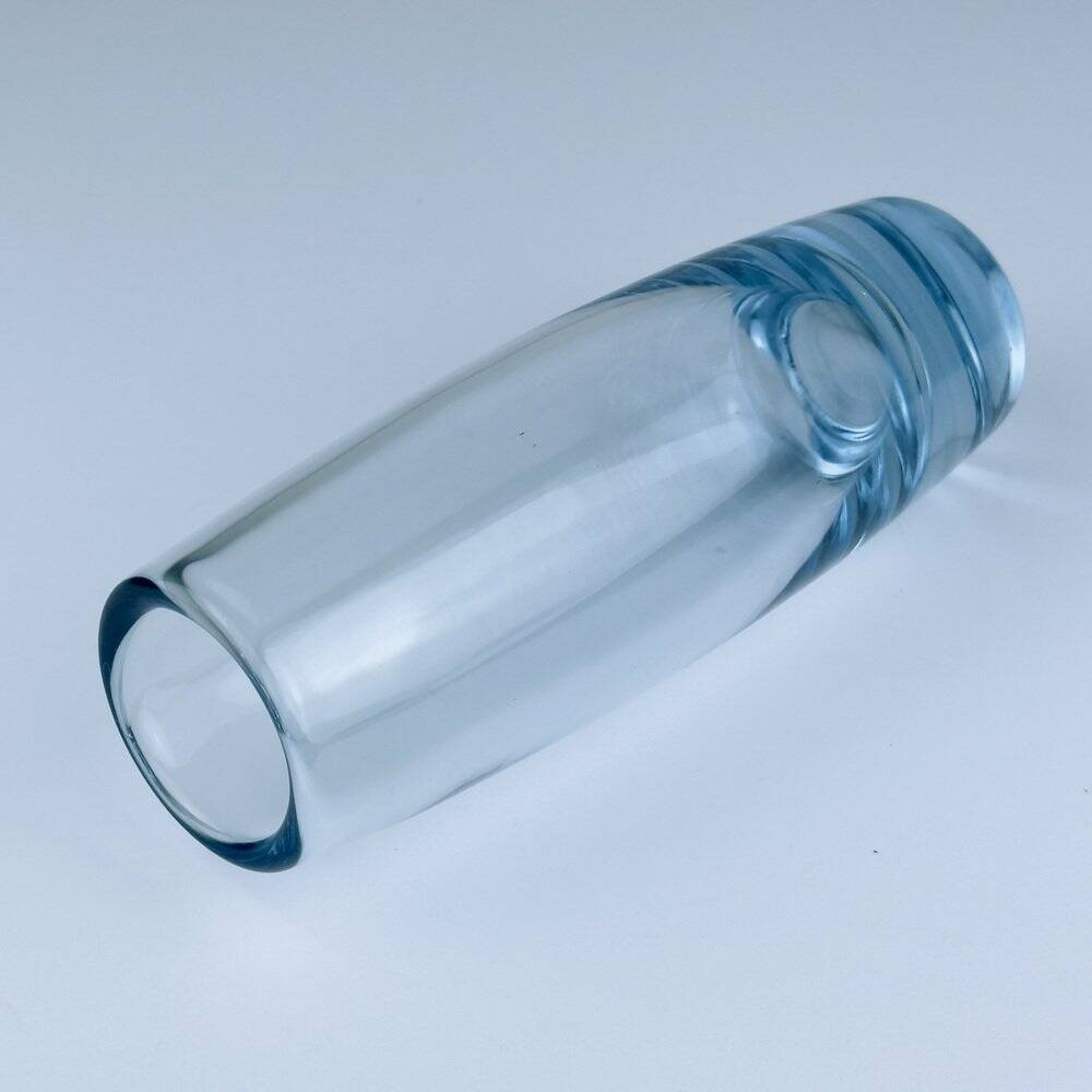 Original blue glass vase by Per Lütken for Holmegaard, Denmark, 1960s.