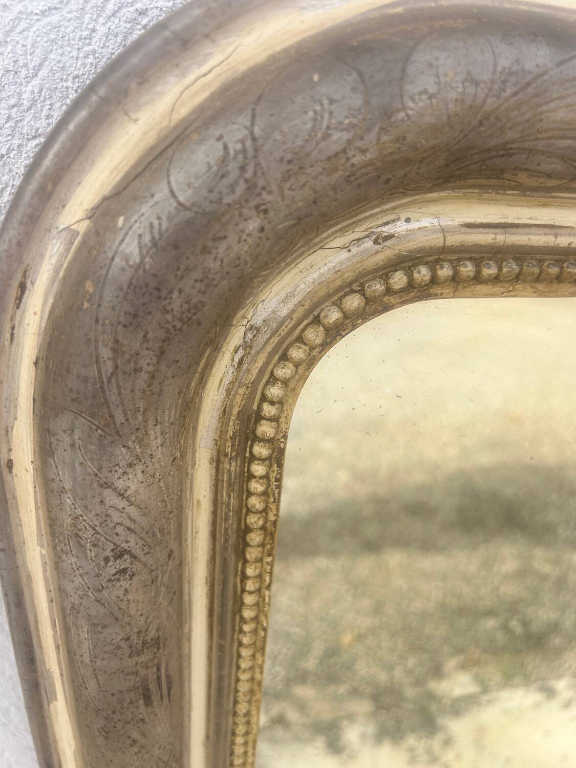 Louis-Philippe 19th century silvered wood mirror