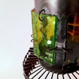 Brutalist suspension light 1960 industrial metal/glass