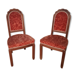 paire de chaises velours - rouge