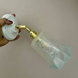 Vintage tulip wall lamp in white and blue frosted glass