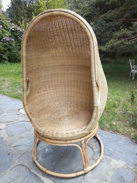 Cocoon armchair in rattan