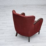 1960s, Danish armchair by Alfred Christensen, red furniture wool fabric.