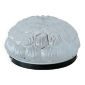 Vintage round glass ceiling light in the shape of a flower, 1970s.