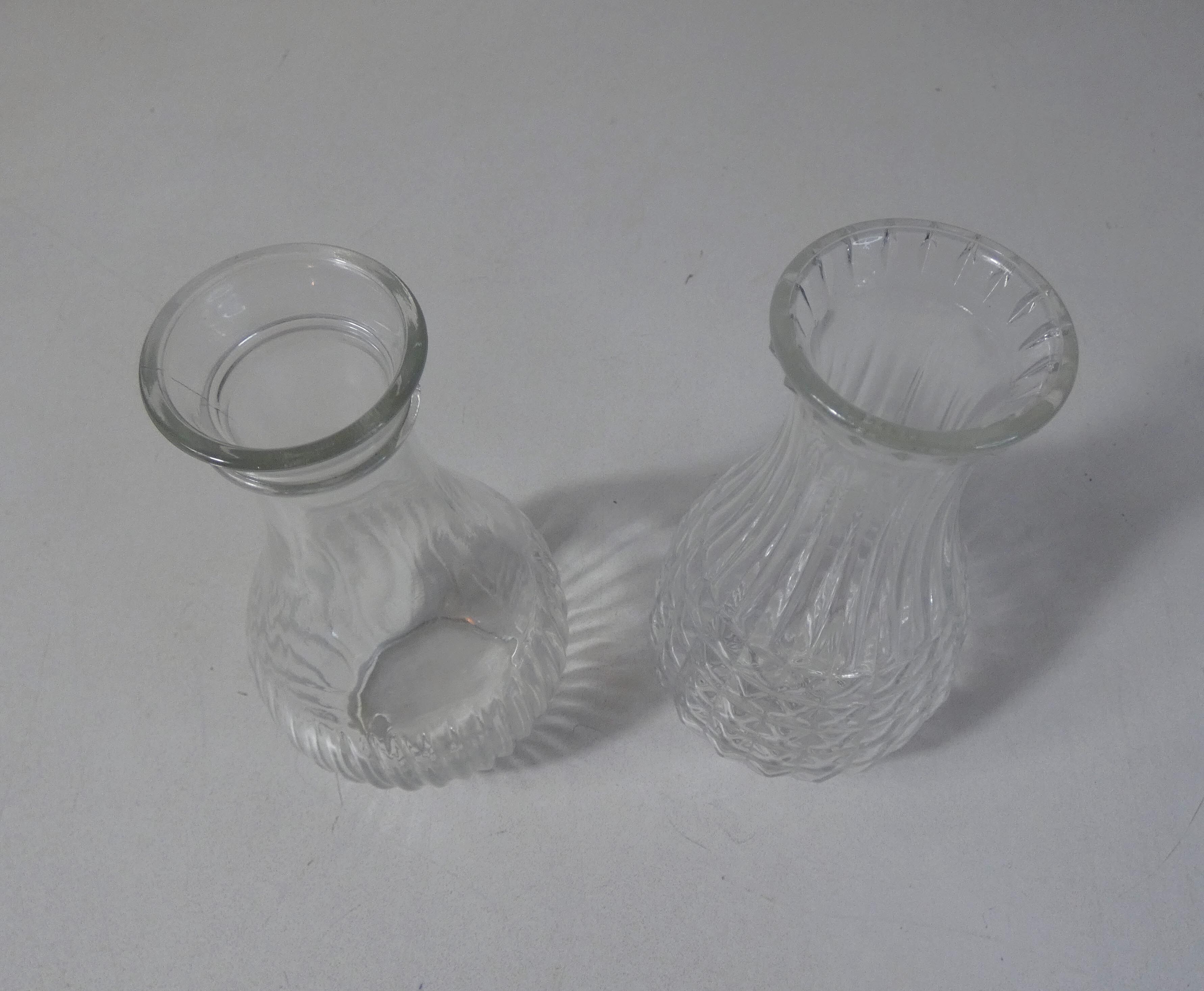 2 vintage molded glass vases 50s