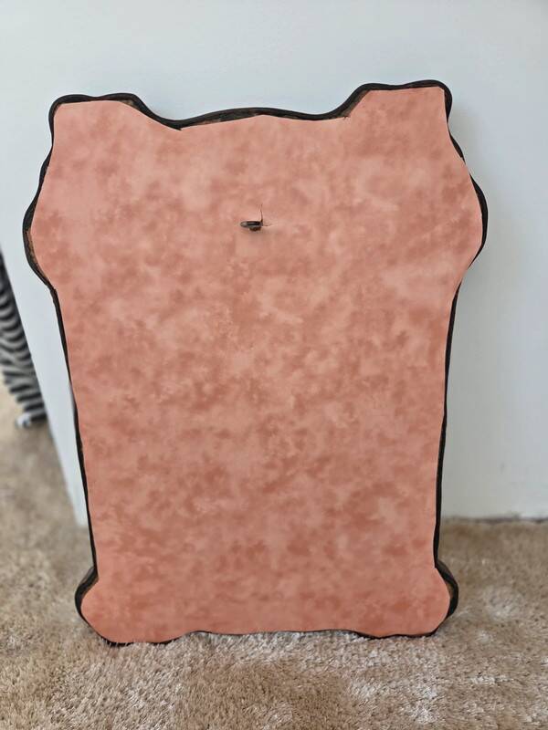 Organic vintage mirror with leather trim - unique decorative piece