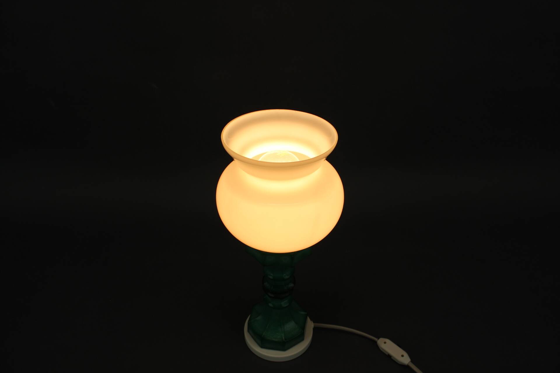 1970s Czechoslovak malachite-style table lamp