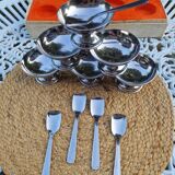 Lot de 6 bols à dessert vintage en acier inoxydable avec 5 cuillères