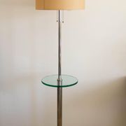 1930s Floor Nickel Lamp with Side Table – Functionalism, Bauhaus