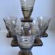Set of 7 glasses in art deco smoked glass 30s