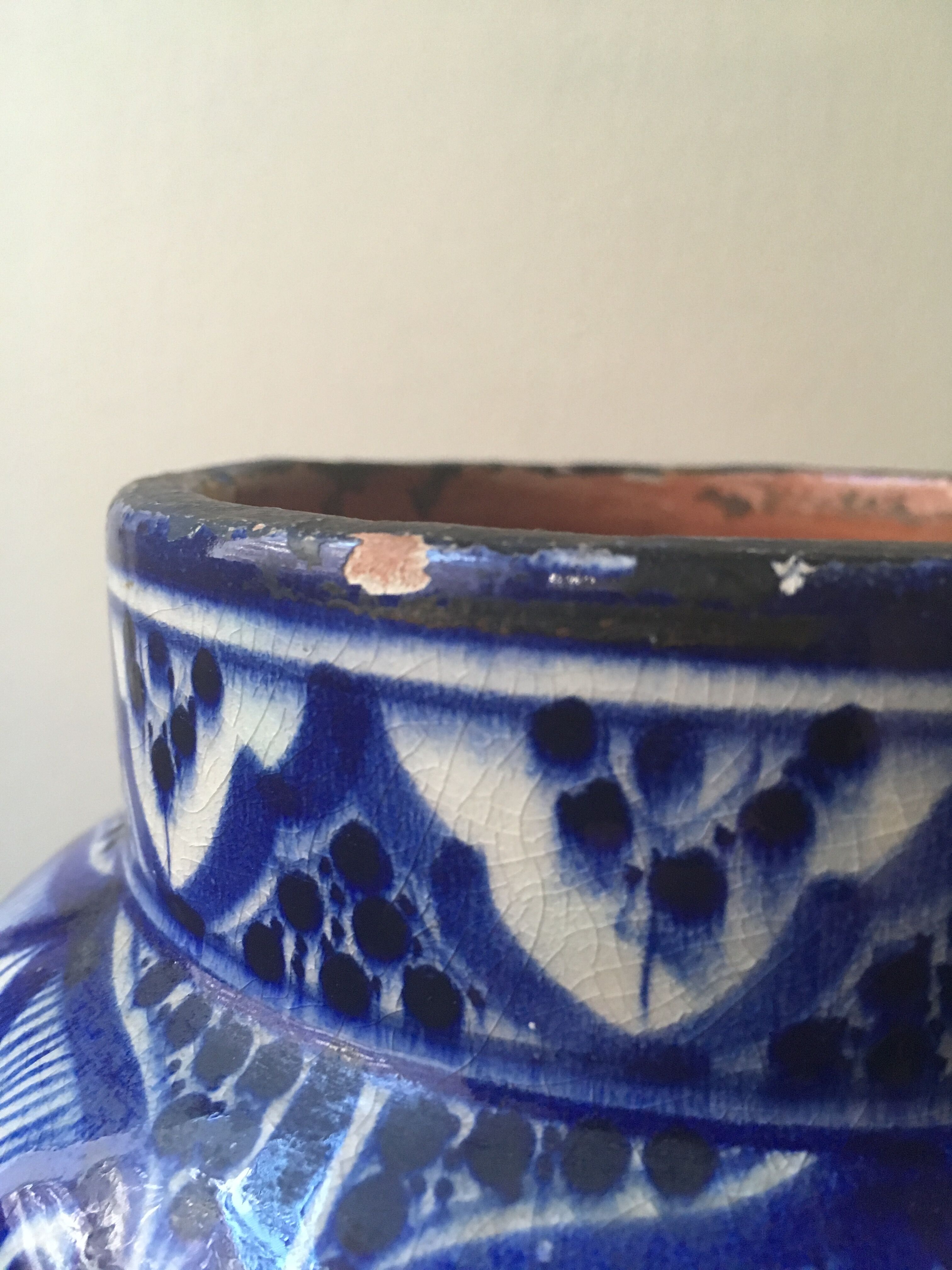 Large blue vase in Moroccan ceramic from Safi