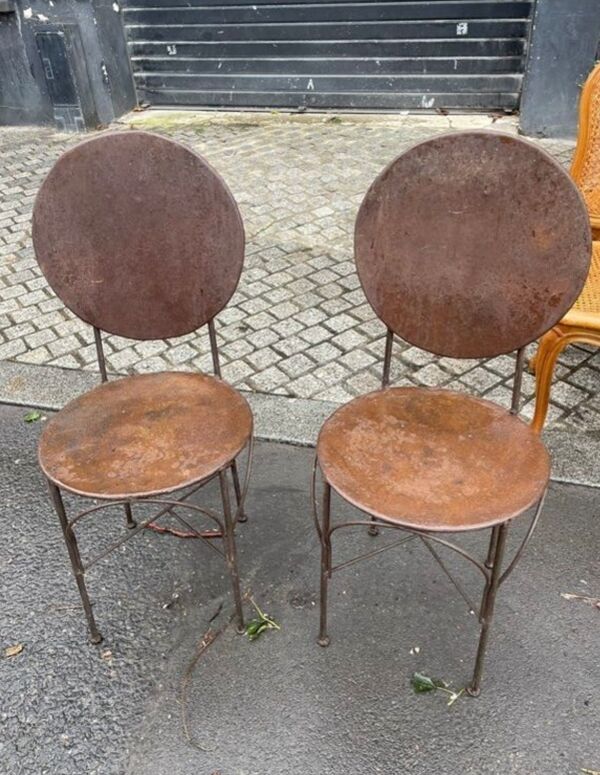 Paire d'anciennes chaises en métal début 20eme