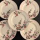 5 assiettes à dessert Digoin Sarreguemines, modèle Aigues Vives, 1940