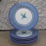 6 dessert plates porcelain cottage SPAL Portugal