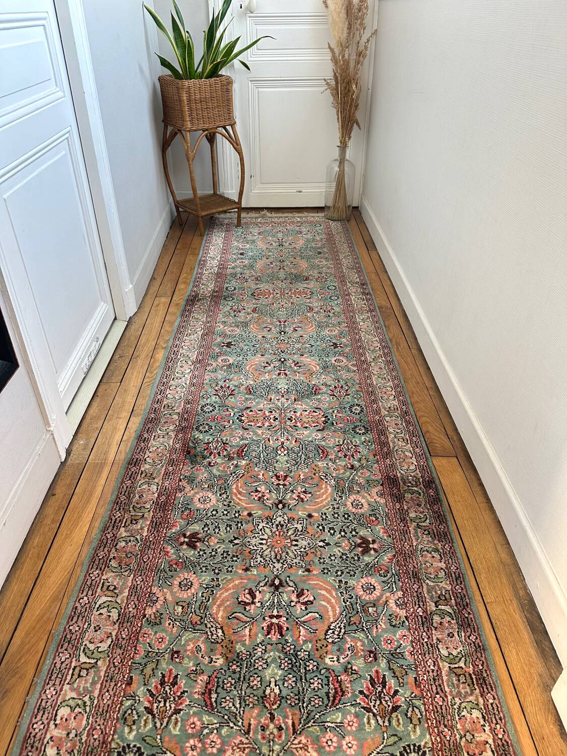 Antique Indian runner rug 301x81