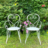 Paire de fauteuils de jardin en fer forgé