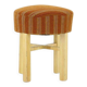 1960s Czechoslovakian Mid-Century Round Tabouret Stool in Striped Fabric