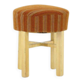 1960s Czechoslovakian Mid-Century Round Tabouret Stool in Striped Fabric
