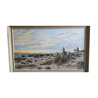 Painting, landscape of Camargue