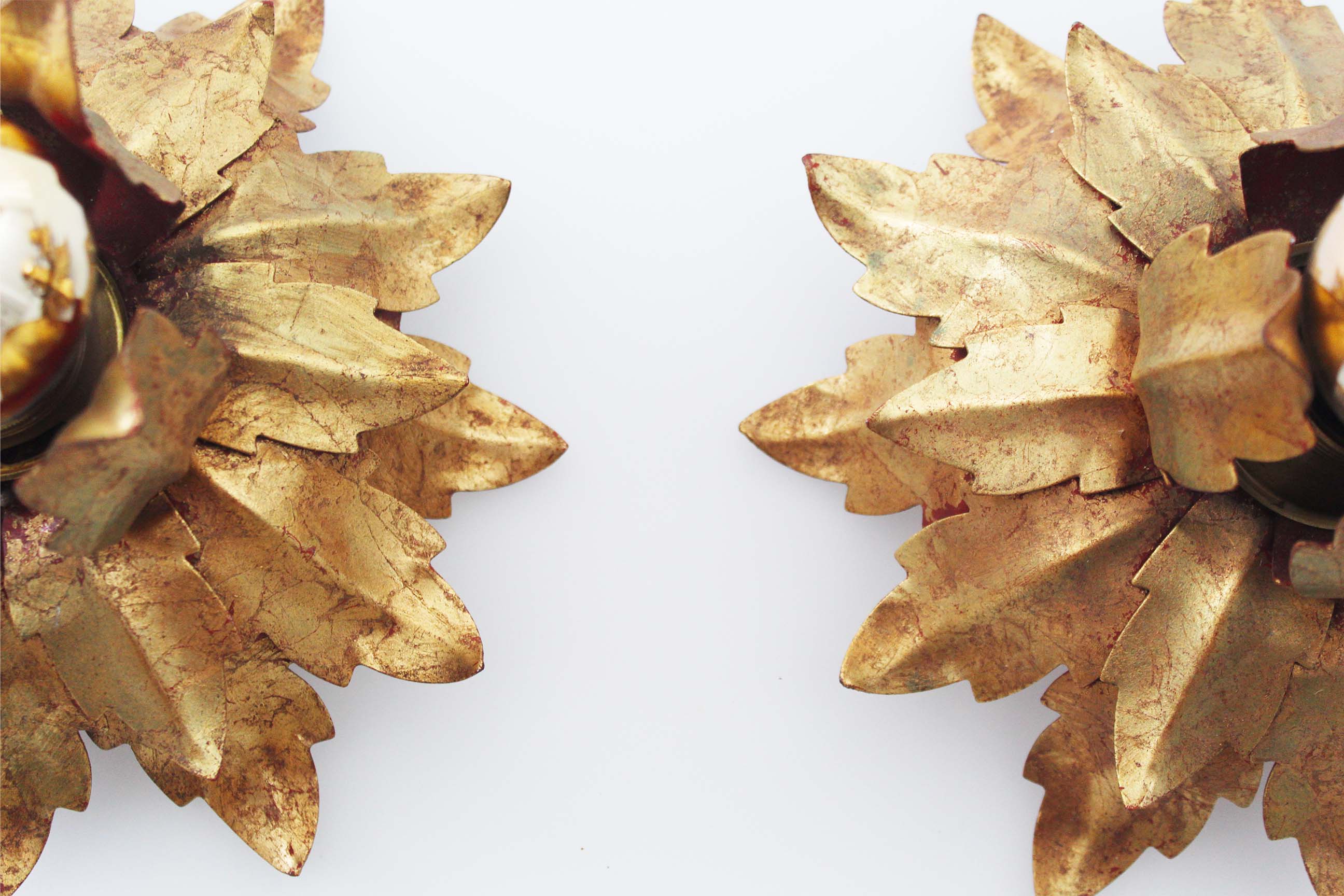 Set of three gilt Italian Florentine wall lights by Banci Firenze