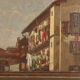 Old painting signed by Giuseppe Viviani, view of Milan, 20th century.