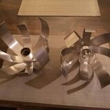 Pair of brushed steel wall lights - Jocelyne Trocmé - 1970s