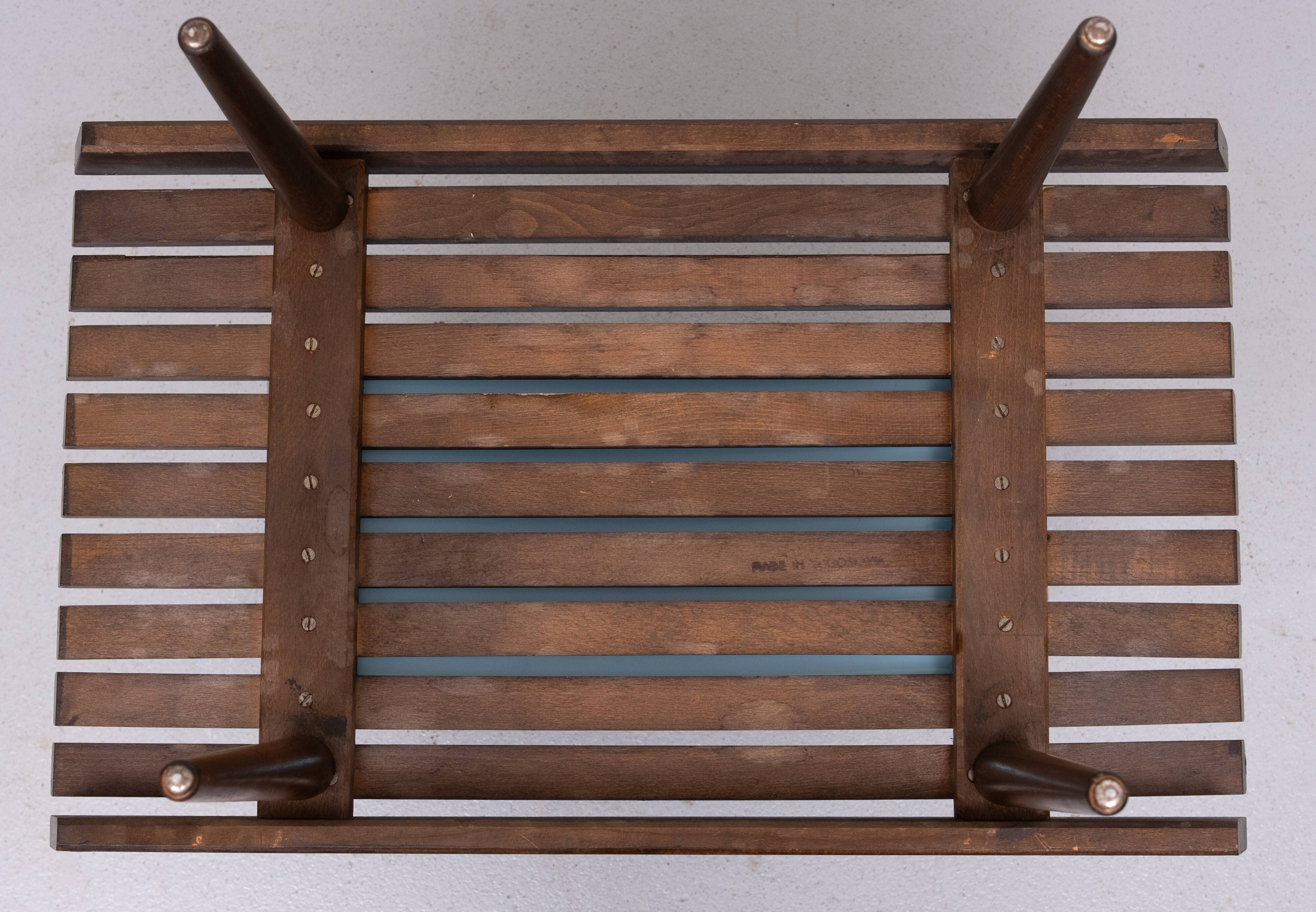 1960's Mid-Century Modern Danish Style Wood Slat Coffee Table or bench