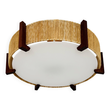 Lampe suspendue en sisal et teck de style japonais par Temde