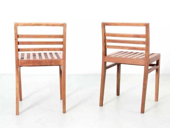 Paire de chaises caillebotis modèle 103, 1941, René Gabriel