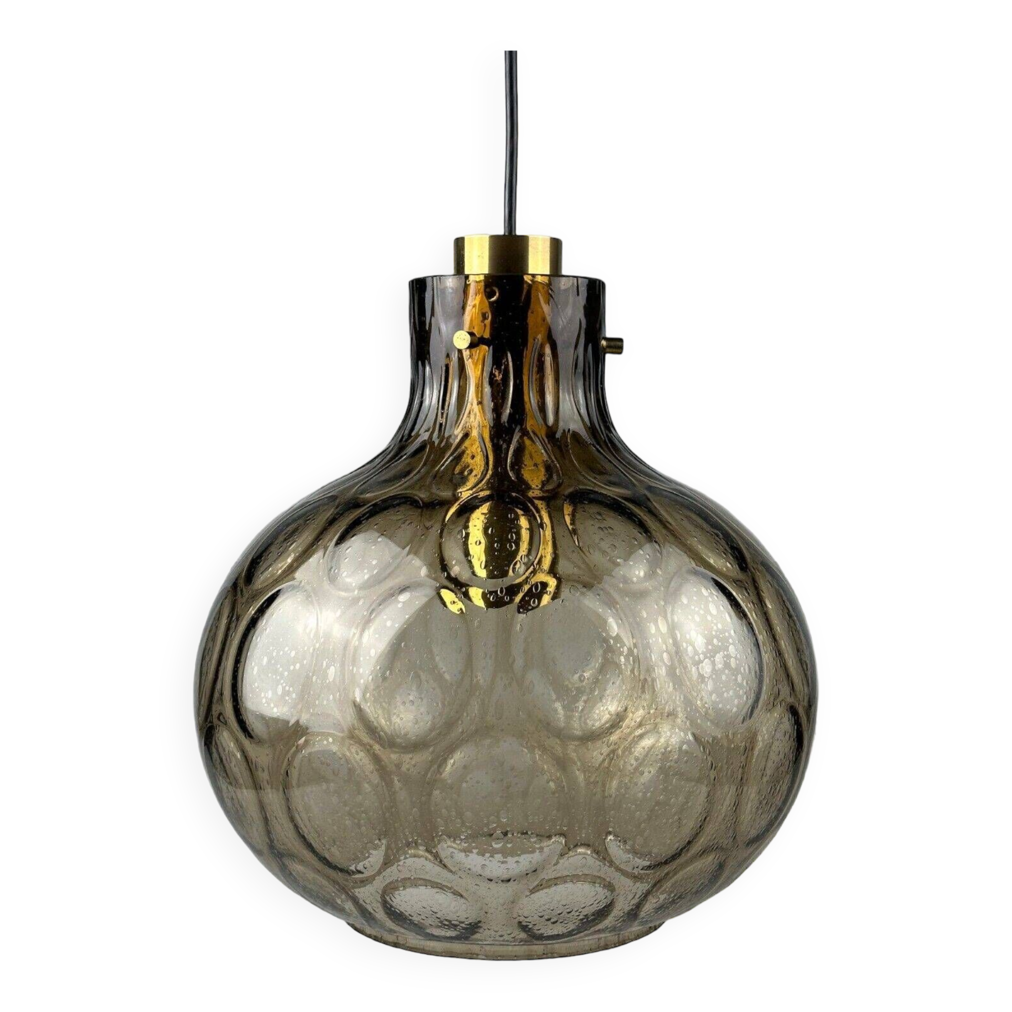 60s 70s ceiling lamp Glashütte Limburg Germany glass & brass Space Age