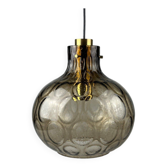 60s 70s ceiling lamp Glashütte Limburg Germany glass & brass Space Age